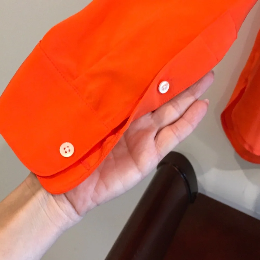 Ralph Lauren Vibrant Orange Long-Sleeve Silk Blouse - Picture 4 of 6